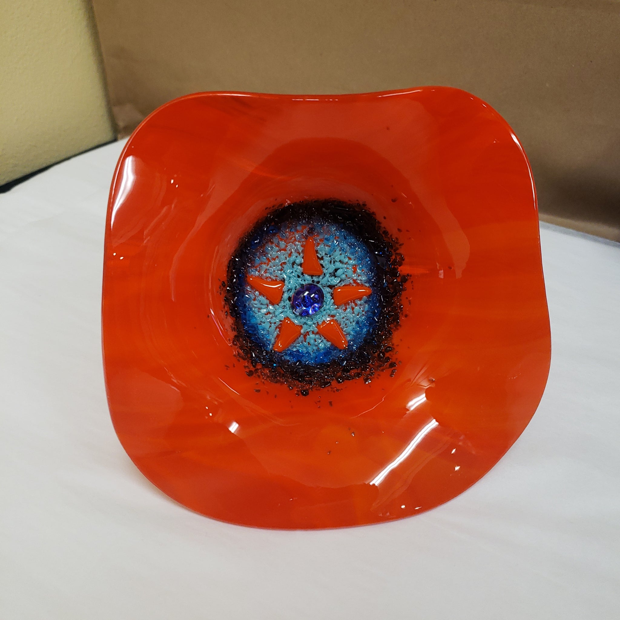 F15 Square Orange Glass Flower