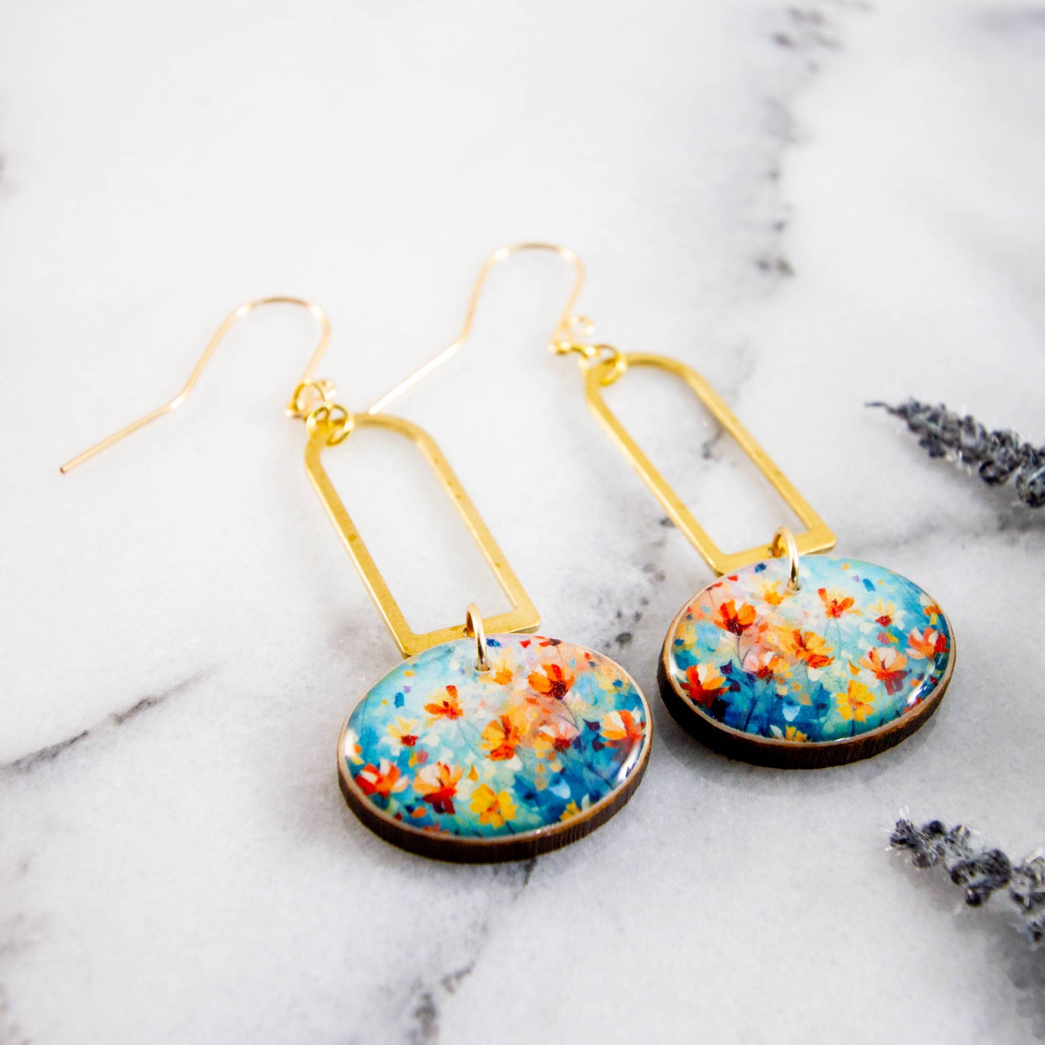 Wildflower Oval Drop Earrings