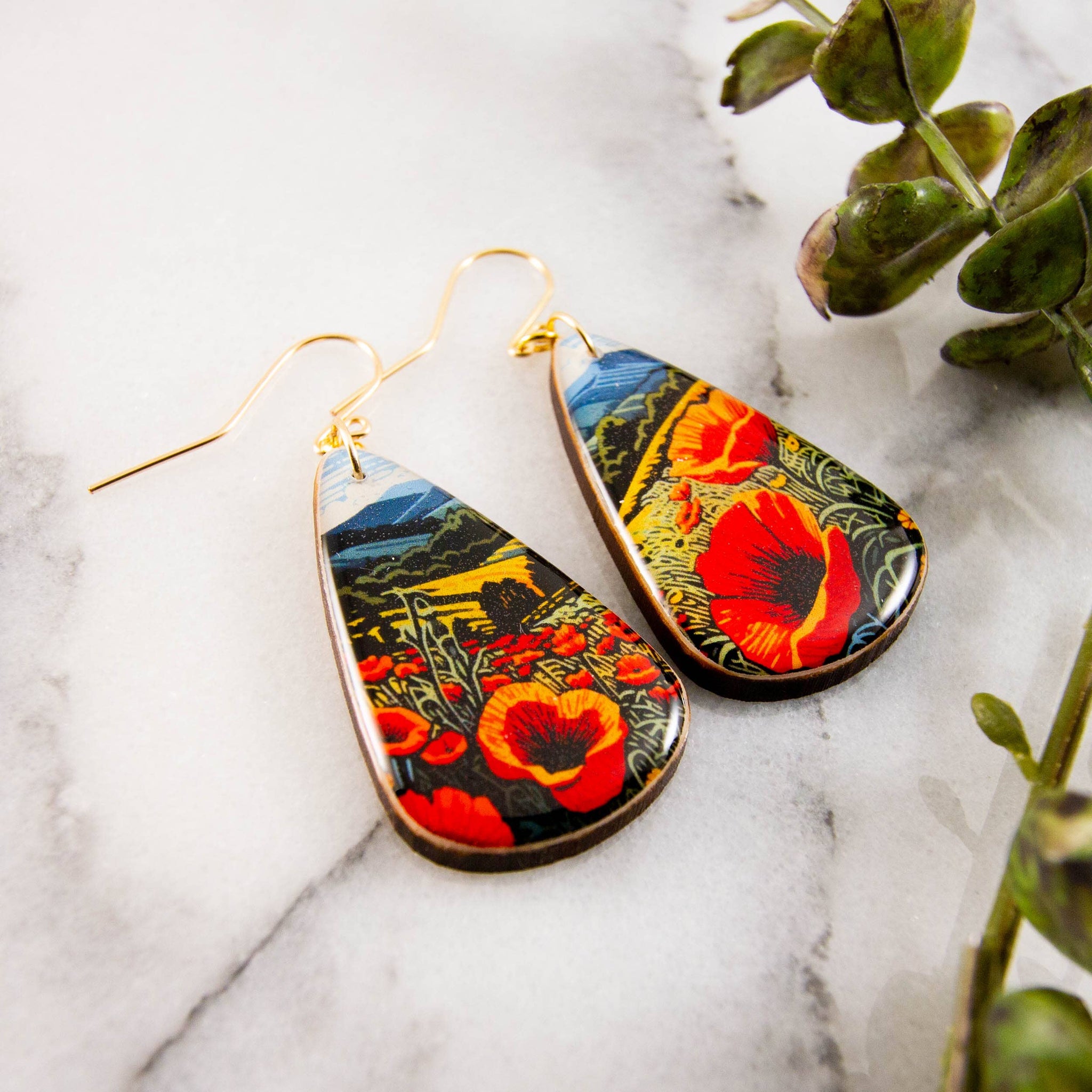 Wild Poppies Oversize Teardrop Earrings